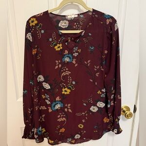 Maurices Purple Floral Blouse Size L